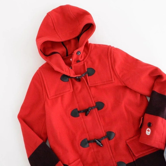 Stylish Red Toggle Pea Coat - Picture 11 of 16